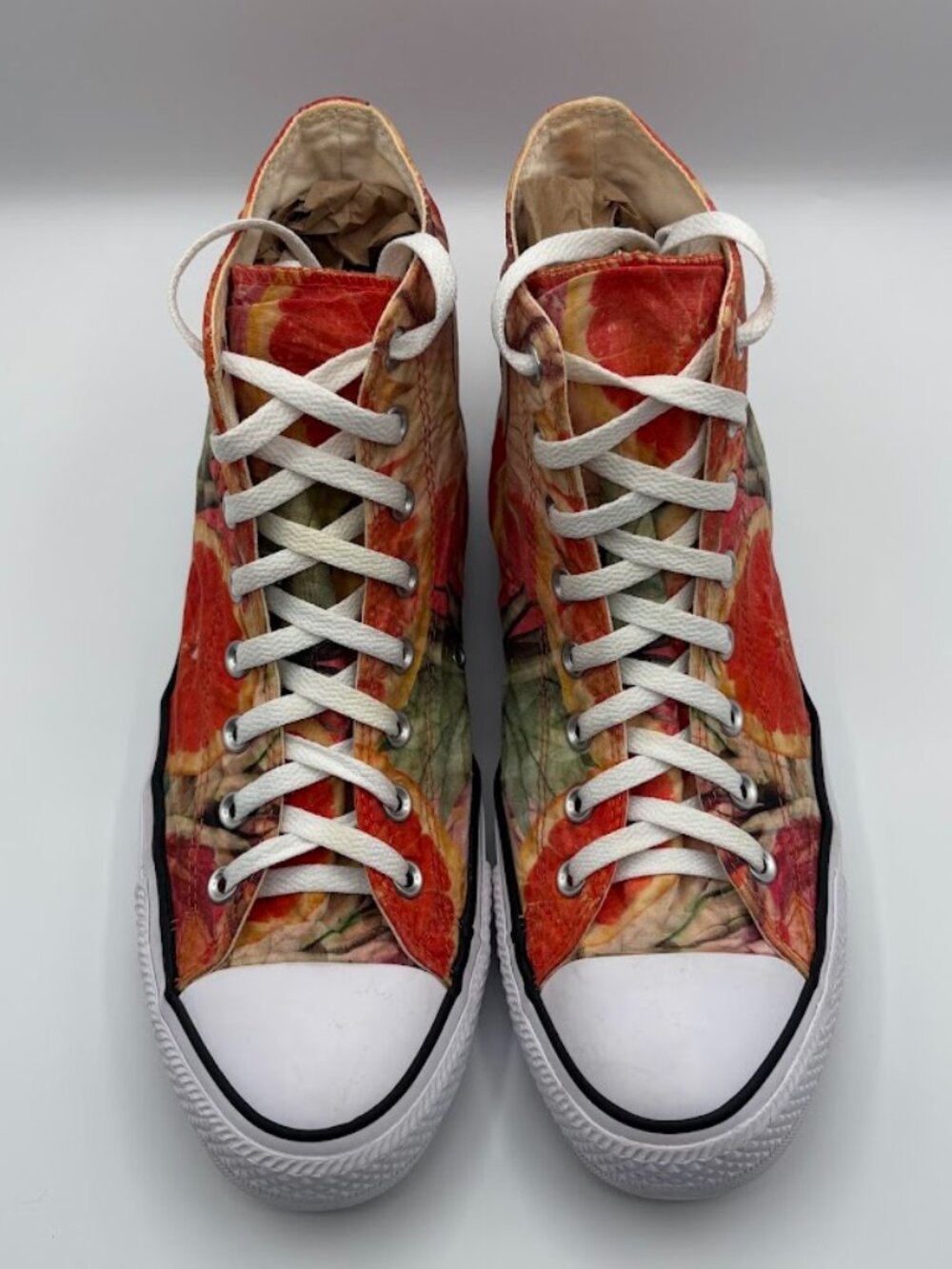 Converse Chuck Taylor Men's 11 Orange Grapefruit Fruit Slices High Top Shoe - Picture 2 of 11